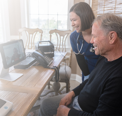 Patient and Healthcare Worker utilizing telehealth