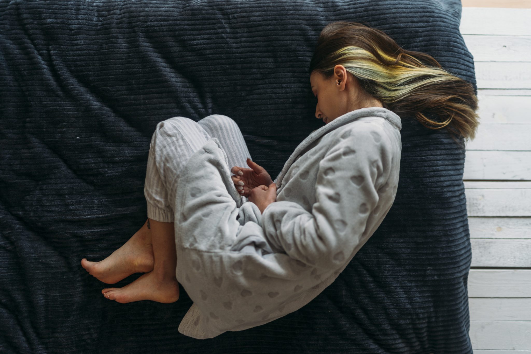 Woman with stomach pain
