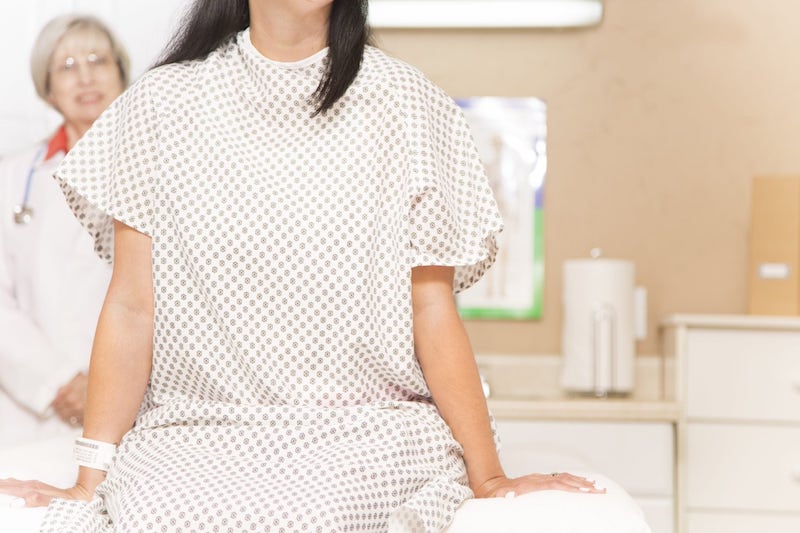 Woman getting a mammogram