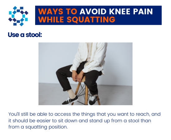 Infographic on ways to avoid knee pain while squatting