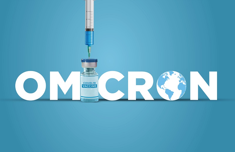 Booster dose vaccination to protect against omicron variant coronavirus. Covid-19 vaccination concept background.