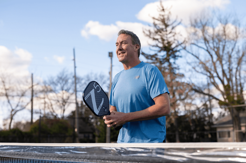55-year-old Tom Berry, from Point Pleasant Beach, New Jersey, plays pickleball.