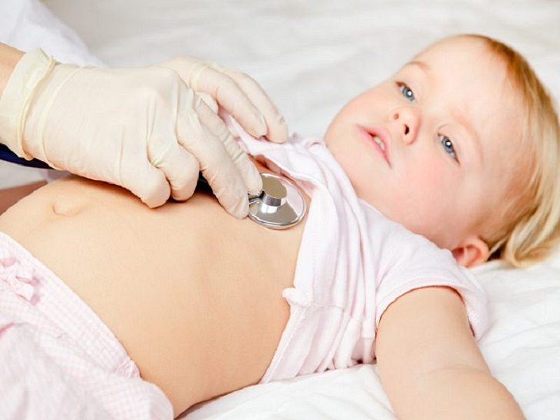 Child getting chest exam