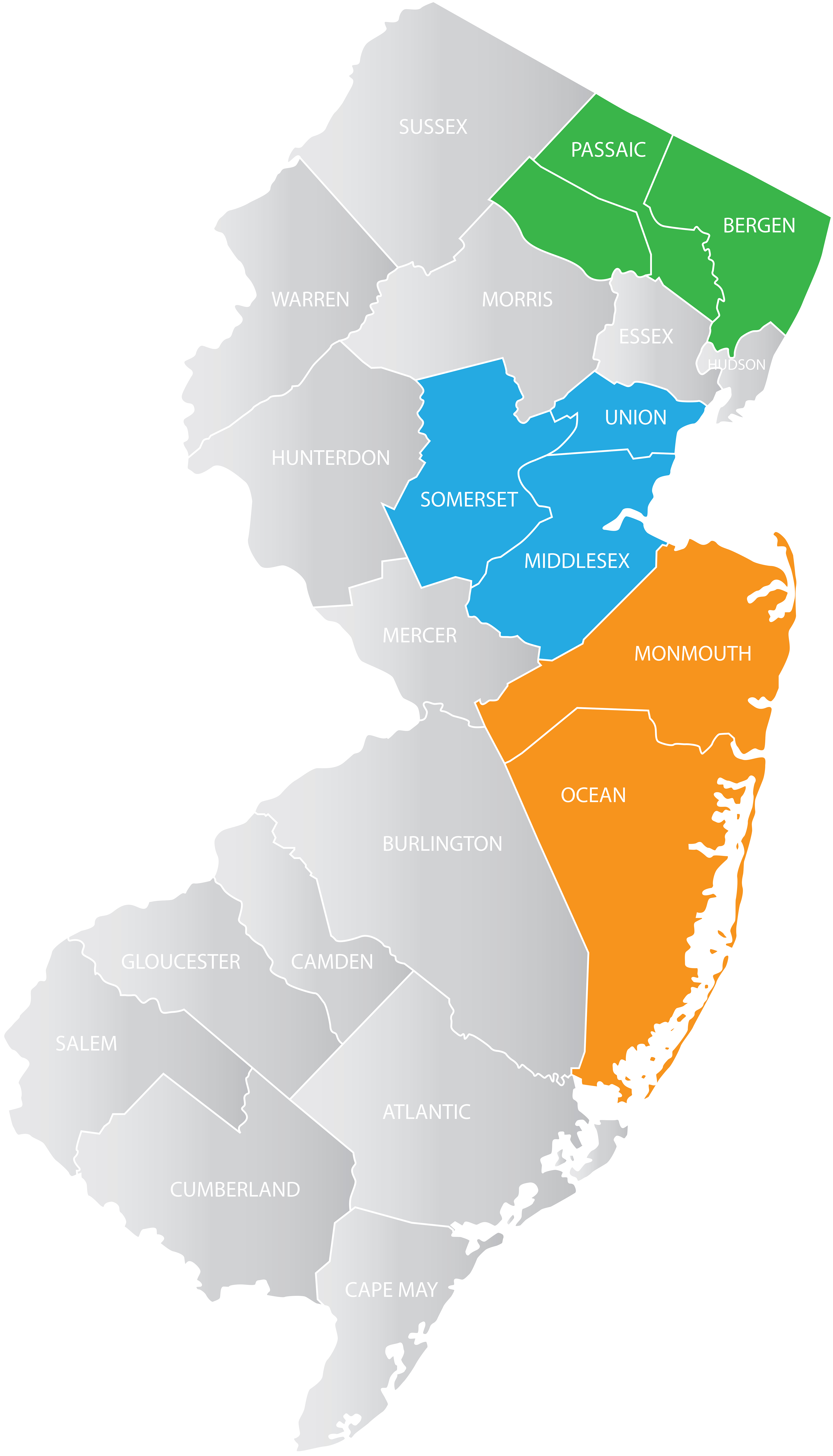 Map of service locations